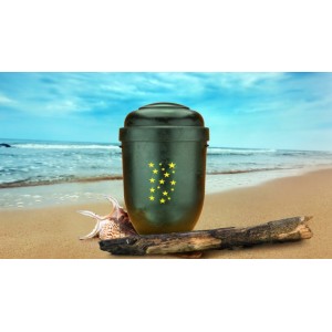 Biodegradable Cremation Ashes Funeral Urn / Casket - DARK WOOD EFFECT with HEAVENLY STARS